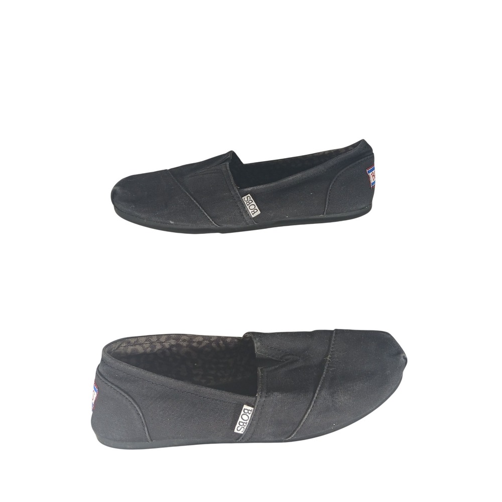 Skechers BOBS Plush Peace and Love Black Slip On Flats Shoes‎ 33645 Womens 8